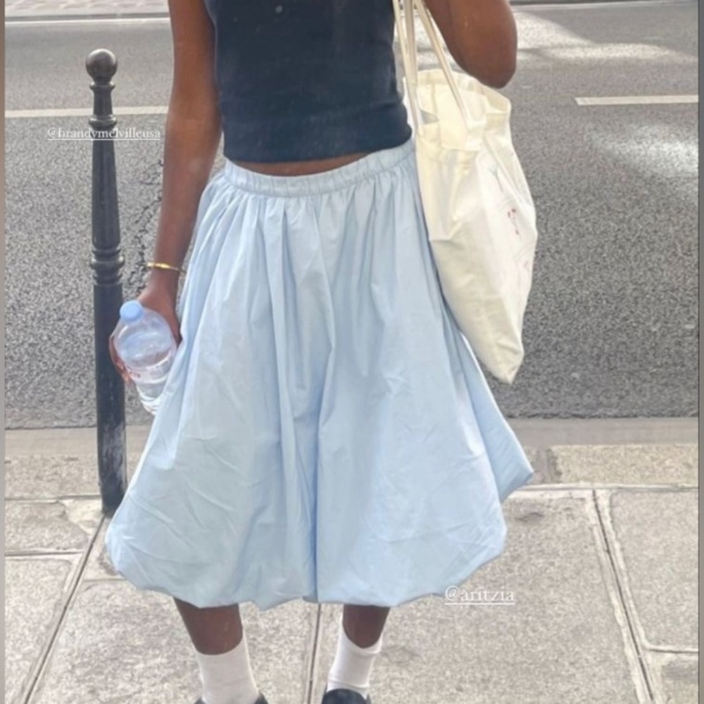 Aritzia blue sunday best bubbly poplin skirt